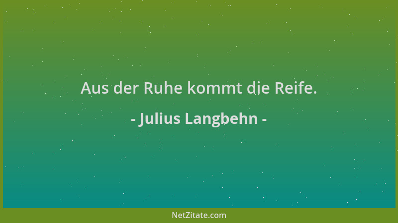 Julius Langbehn - Aus der Ruhe kommt die Reife....