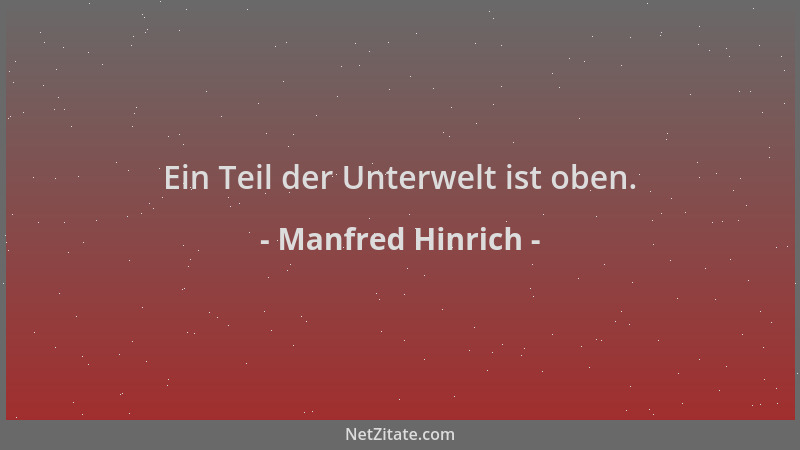 Manfred Hinrich - Ein Teil der Unterwelt ist oben....