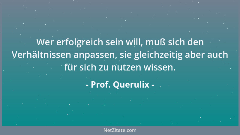 Prof. Querulix - Wer erfolgreich sein will, muß sich den Verhältnissen anpassen, sie gleichzeitig aber auch für sich zu nut...