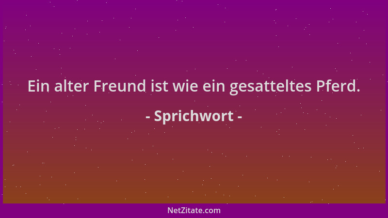 Sprichwort - Ein alter Freund ist wie ein gesatteltes Pferd....