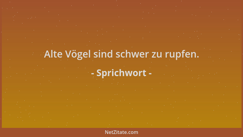 Sprichwort - Alte Vögel sind schwer zu rupfen....