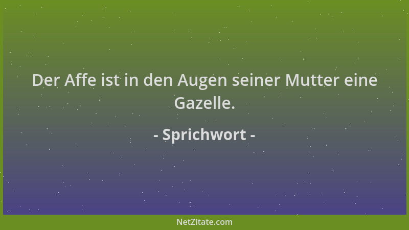 Sprichwort - Der Affe ist in den Augen seiner Mutter eine Gazelle....
