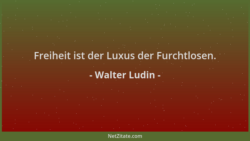 Walter Ludin - Freiheit ist der Luxus der Furchtlosen....