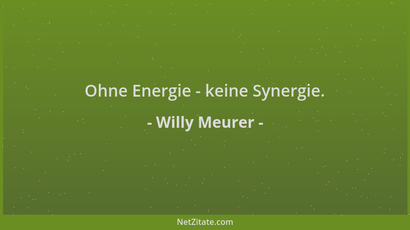 Willy Meurer - Ohne Energie - keine Synergie....