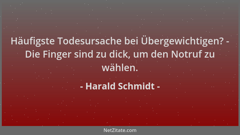 Harald Schmidt - Häufigste Todesursache bei Übergewichtigen? - Die Finger sind zu dick, um den Notruf zu wählen....