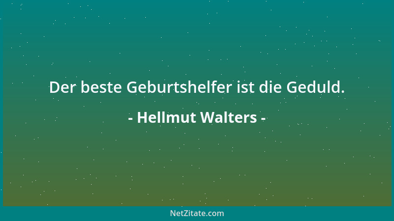 Hellmut Walters - Der beste Geburtshelfer ist die Geduld....