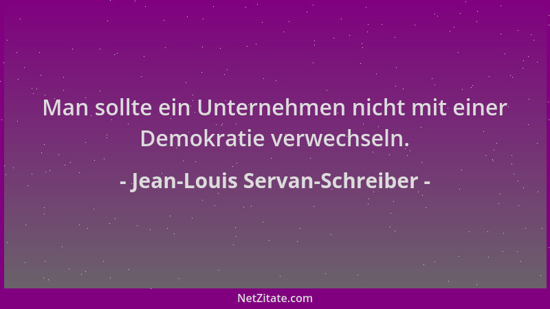 Jean-Louis Servan-Schreiber - Man sollte ein Unternehmen nicht mit einer Demokratie verwechseln....