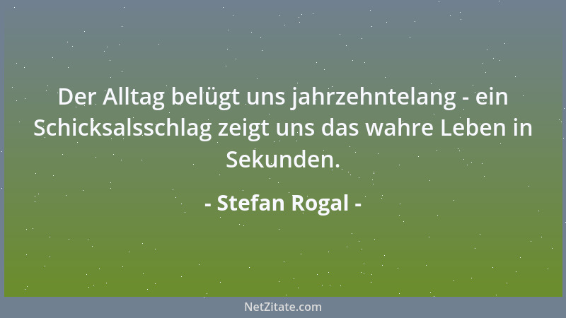 Stefan Rogal - Der Alltag belügt uns jahrzehntelang - ein Schicksalsschlag zeigt uns das wahre Leben in Sekunden....