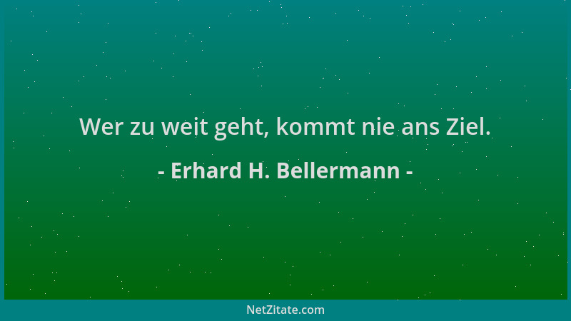 Erhard H. Bellermann - Wer zu weit geht, kommt nie ans Ziel....
