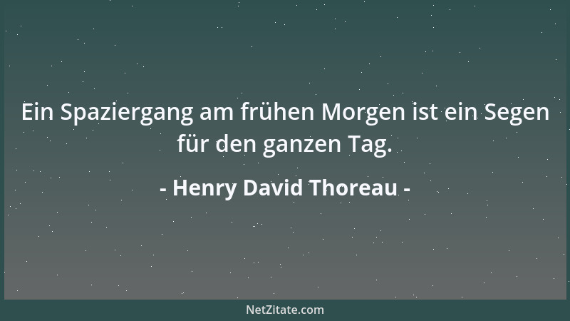 Henry David Thoreau - Ein Spaziergang am frühen Morgen ist ein Segen für den ganzen Tag....