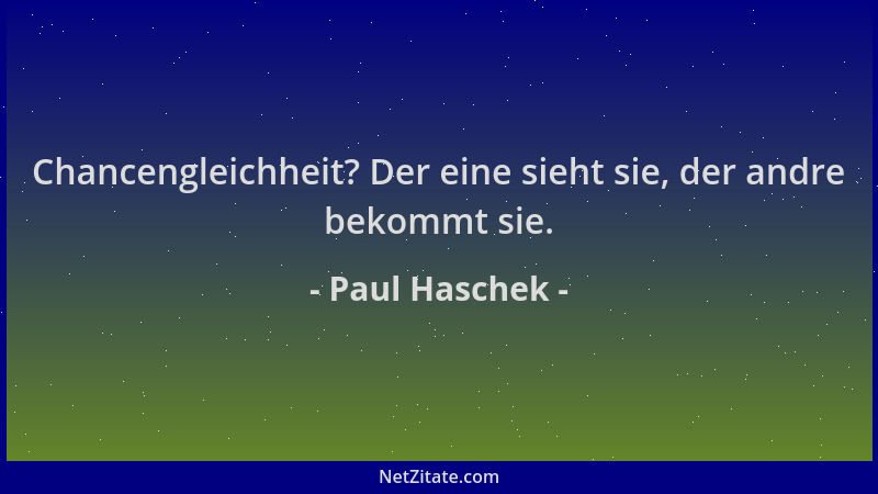Paul Haschek - Chancengleichheit? Der eine sieht sie, der andre bekommt sie....