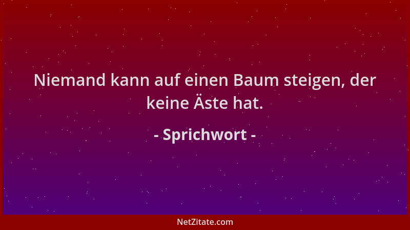 Sprichwort - Niemand kann auf einen Baum steigen, der keine Äste hat....