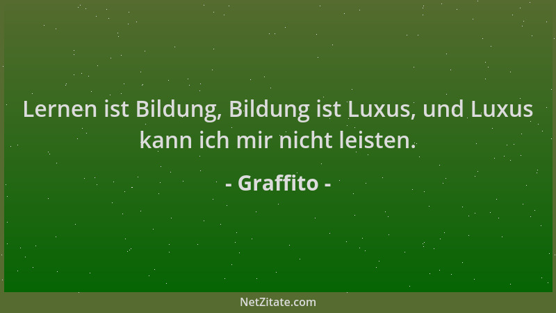 Graffito - Lernen ist Bildung, Bildung ist Luxus, und Luxus kann ich mir nicht leisten....