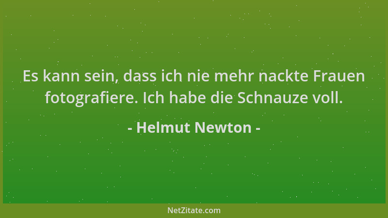Helmut Newton - Es kann sein, dass ich nie mehr nackte Frauen fotografiere. Ich habe die Schnauze voll....