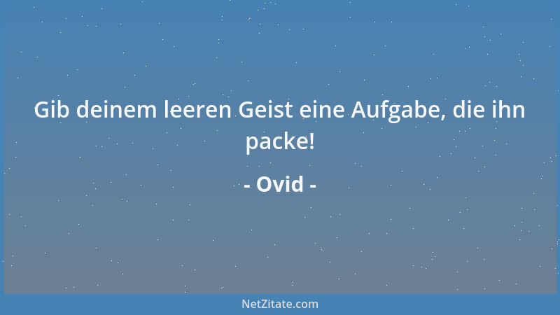 Ovid - Gib deinem leeren Geist eine Aufgabe, die ihn packe!...