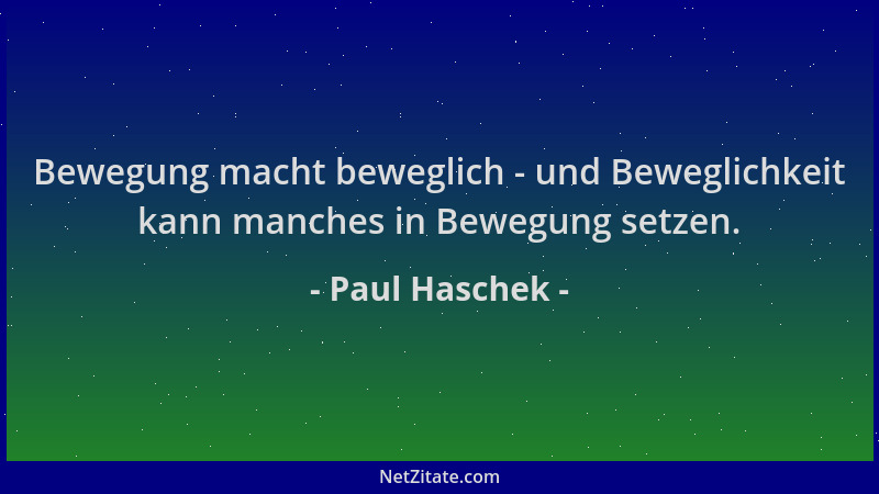 Paul Haschek - Bewegung macht beweglich - und Beweglichkeit kann manches in Bewegung setzen....