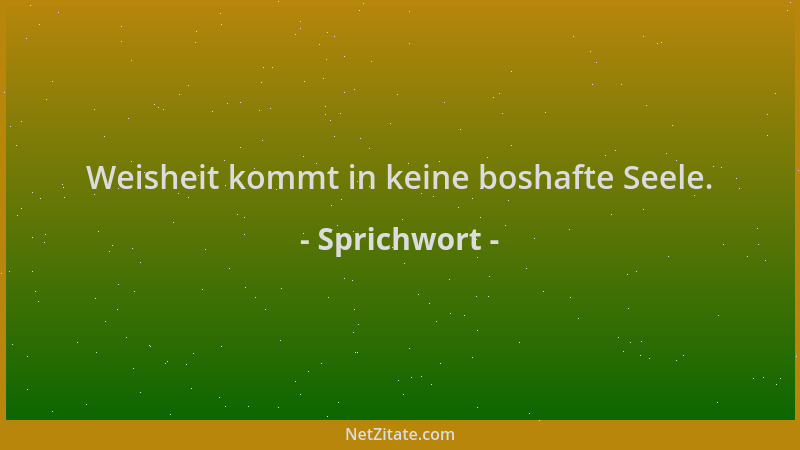 Sprichwort - Weisheit kommt in keine boshafte Seele....