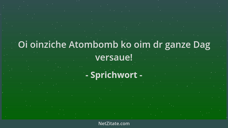 Sprichwort - Oi oinziche Atombomb ko oim dr ganze Dag versaue!...