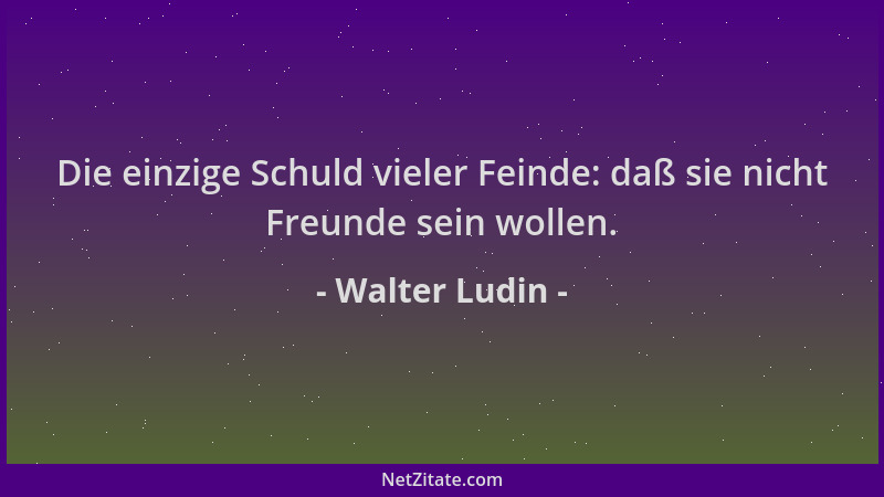 Walter Ludin - Die einzige Schuld vieler Feinde: daß sie nicht Freunde sein wollen....
