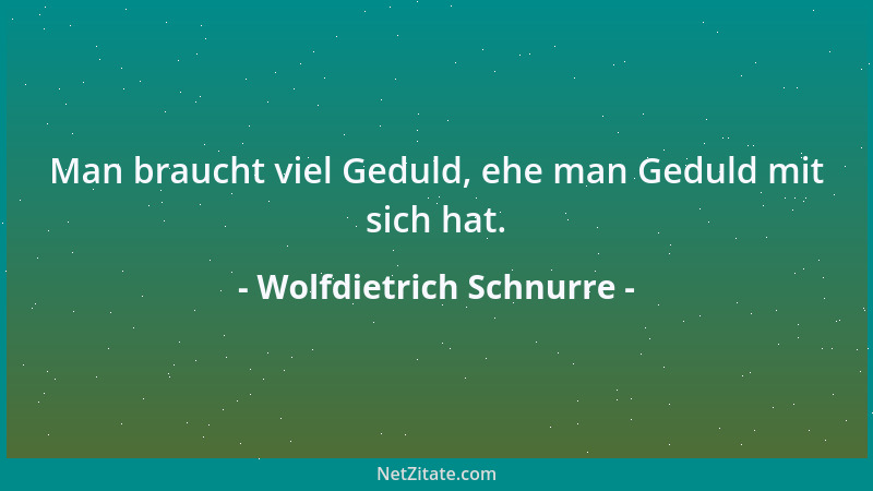 Wolfdietrich Schnurre - Man braucht viel Geduld, ehe man Geduld mit sich hat....