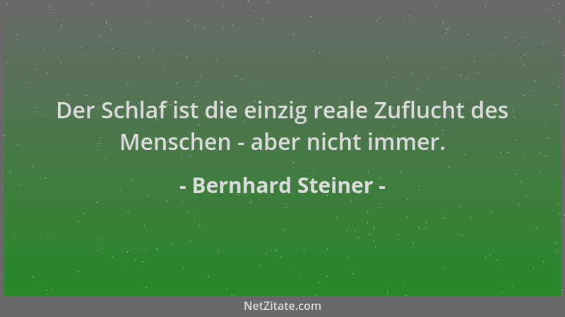 Bernhard Steiner - Der Schlaf ist die einzig reale Zuflucht des Menschen - aber nicht immer....