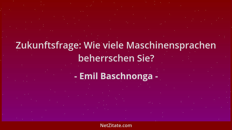 Emil Baschnonga - Zukunftsfrage: Wie viele Maschinensprachen beherrschen Sie?...