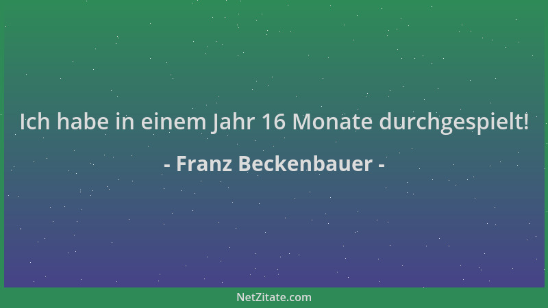 Franz Beckenbauer - Ich habe in einem Jahr 16 Monate durchgespielt!...