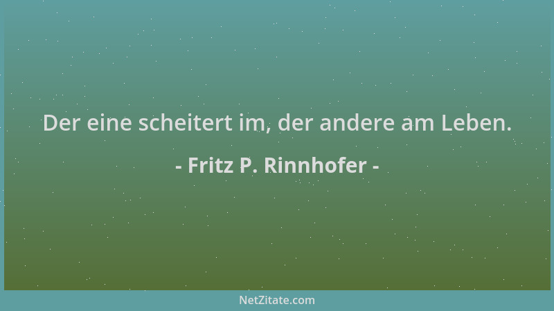 Fritz P. Rinnhofer - Der eine scheitert im, der andere am Leben....