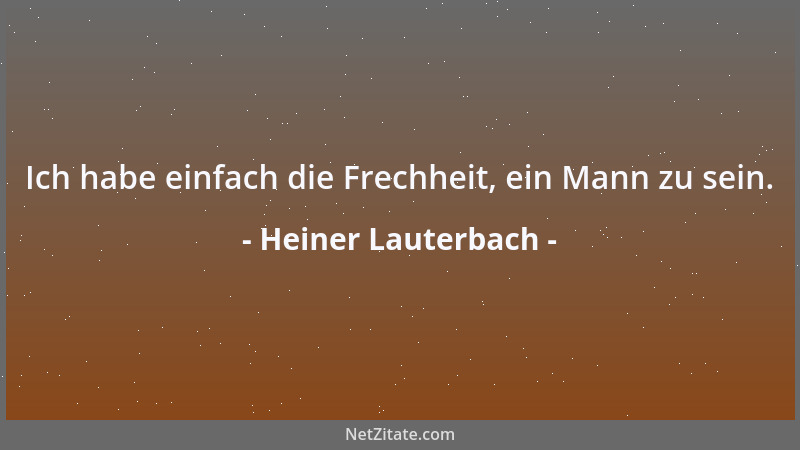 Heiner Lauterbach - Ich habe einfach die Frechheit, ein Mann zu sein....