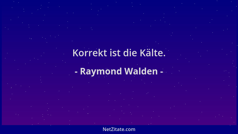 Raymond Walden - Korrekt ist die Kälte....