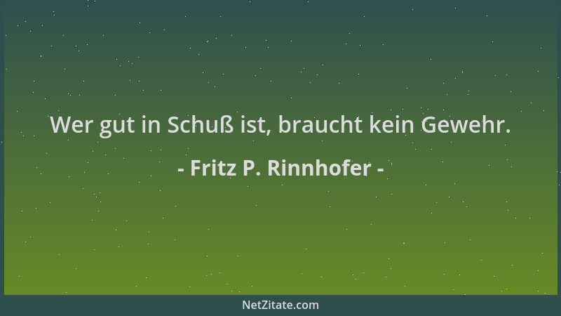Fritz P. Rinnhofer - Wer gut in Schuß ist, braucht kein Gewehr....