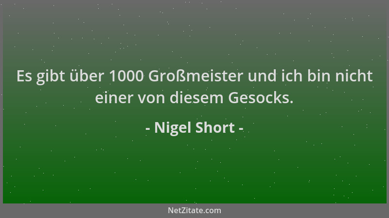 Nigel Short - Es gibt über 1000 Großmeister und ich bin nicht einer von diesem Gesocks....
