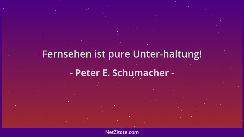 Peter E. Schumacher - Fernsehen ist pure Unter-haltung!...