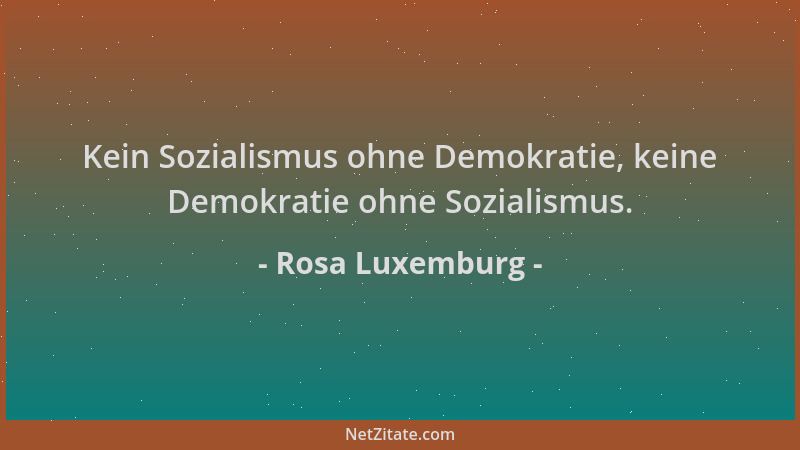 Rosa Luxemburg - Kein Sozialismus ohne Demokratie, keine Demokratie ohne Sozialismus....