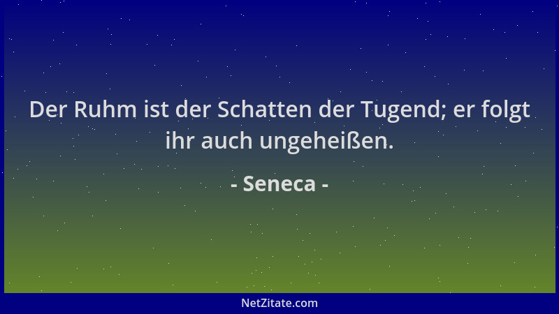 Seneca - Der Ruhm ist der Schatten der Tugend; er folgt ihr auch ungeheißen....