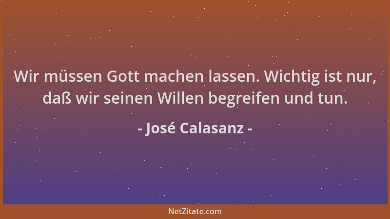 José Calasanz - Wir müssen Gott machen lassen. Wichtig ist nur, daß wir seinen Willen begreifen und tun....