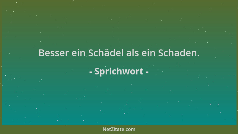 Sprichwort - Besser ein Schädel als ein Schaden....