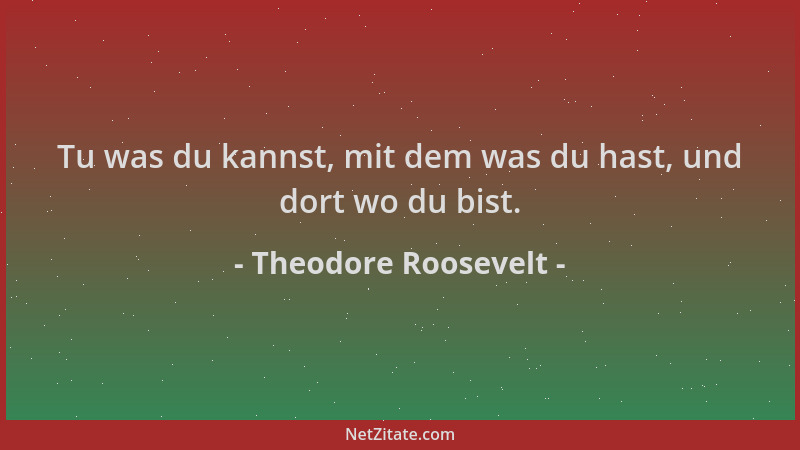 Theodore Roosevelt - Tu was du kannst, mit dem was du hast, und dort wo du bist....