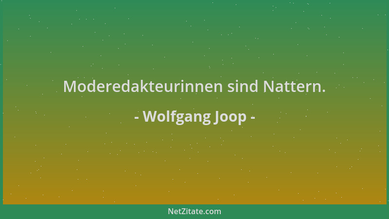 Wolfgang Joop - Moderedakteurinnen sind Nattern....