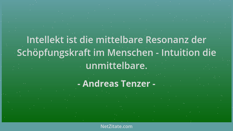 Andreas Tenzer - Intellekt ist die mittelbare Resonanz der Schöpfungskraft im Menschen - Intuition die unmittelbare....