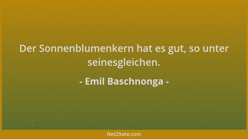 Emil Baschnonga - Der Sonnenblumenkern hat es gut, so unter seinesgleichen....