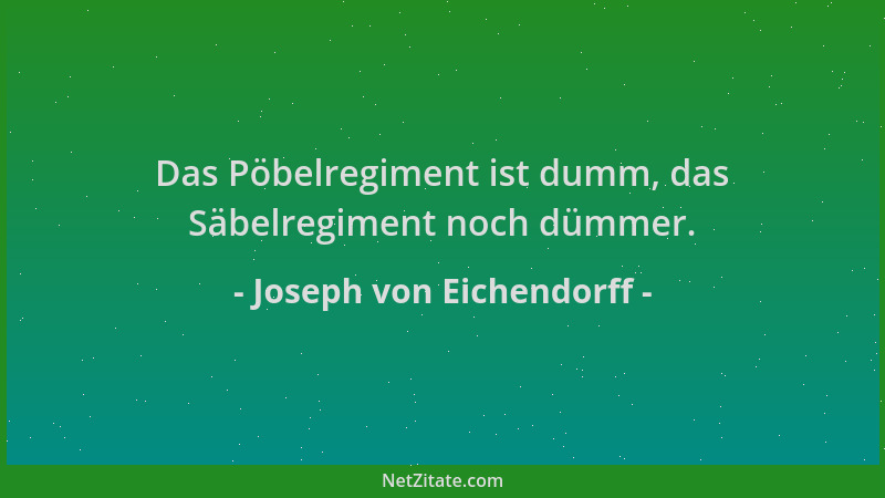 Joseph von Eichendorff - Das Pöbelregiment ist dumm, das Säbelregiment noch dümmer....
