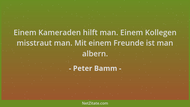 Peter Bamm - Einem Kameraden hilft man. Einem Kollegen misstraut man. Mit einem Freunde ist man albern....