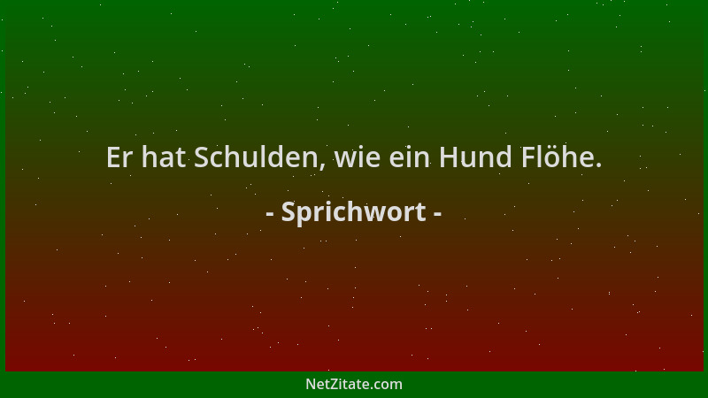 Sprichwort - Er hat Schulden, wie ein Hund Flöhe....