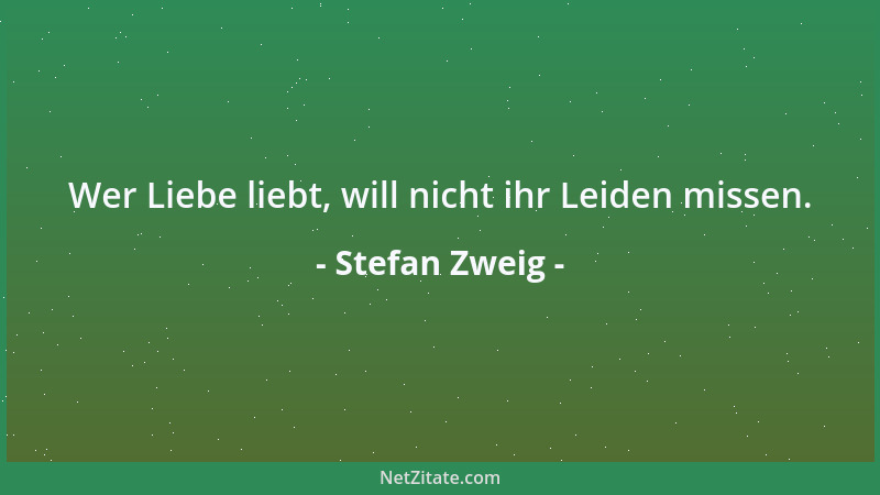 Stefan Zweig - Wer Liebe liebt, will nicht ihr Leiden missen....