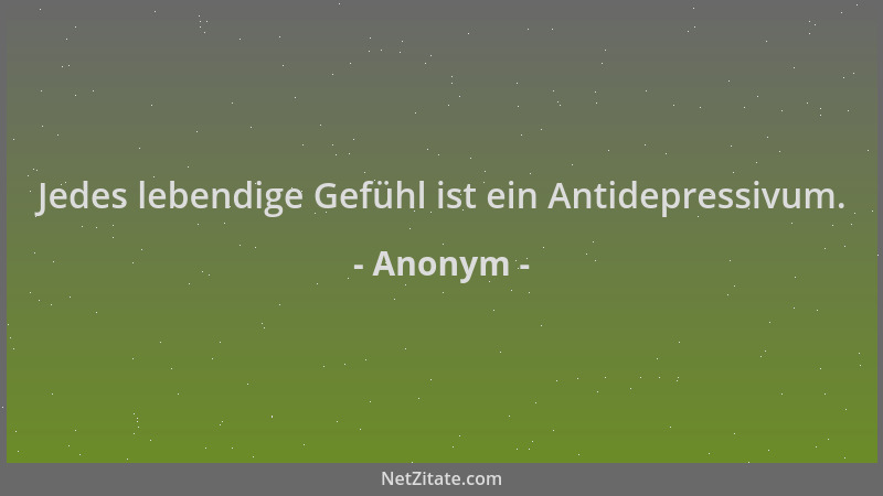 Anonym - Jedes lebendige Gefühl ist ein Antidepressivum....