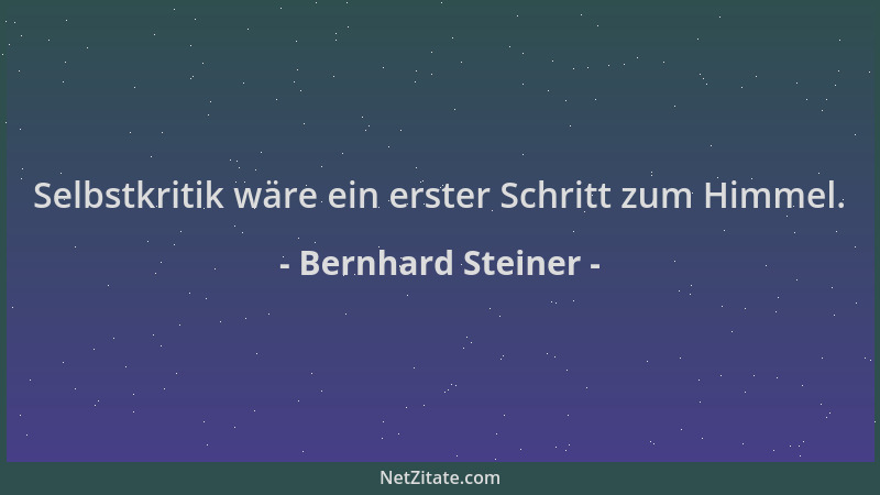Bernhard Steiner - Selbstkritik wäre ein erster Schritt zum Himmel....