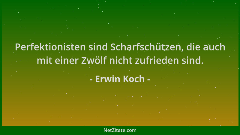 Erwin Koch - Perfektionisten sind Scharfschützen, die auch mit einer Zwölf nicht zufrieden sind....