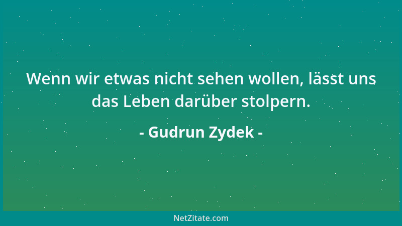Gudrun Zydek - Wenn wir etwas nicht sehen wollen, lässt uns das Leben darüber stolpern....