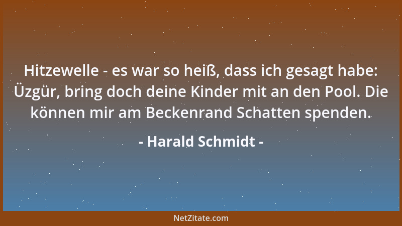 Harald Schmidt - Hitzewelle - es war so heiß, dass ich gesagt habe: Üzgür, bring doch deine Kinder mit an den Pool. Die kön...